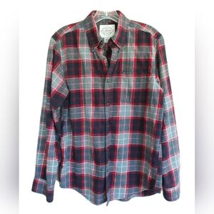 St. John's Bay Men's Gray & Red Flannel Long Sleeve Shirt Size S